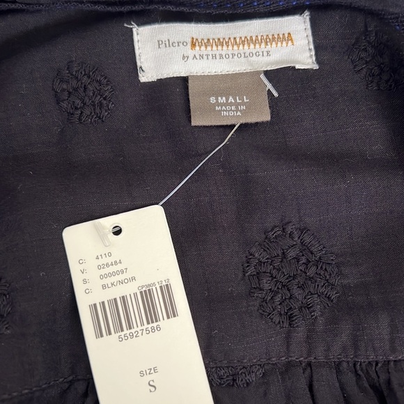 Anthropologie Pilcro The Whitney Trapeze Embroidered Cotton Button-Front Blouse - Picture 8 of 9